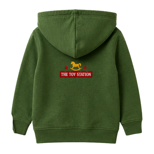 The Toy Station Kids Teddy Bear & Toy Train Graphic Hoodie – Green