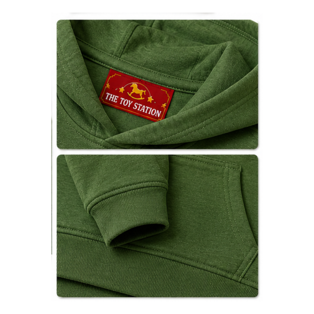 The Toy Station Kids Teddy Bear & Toy Train Graphic Hoodie – Green