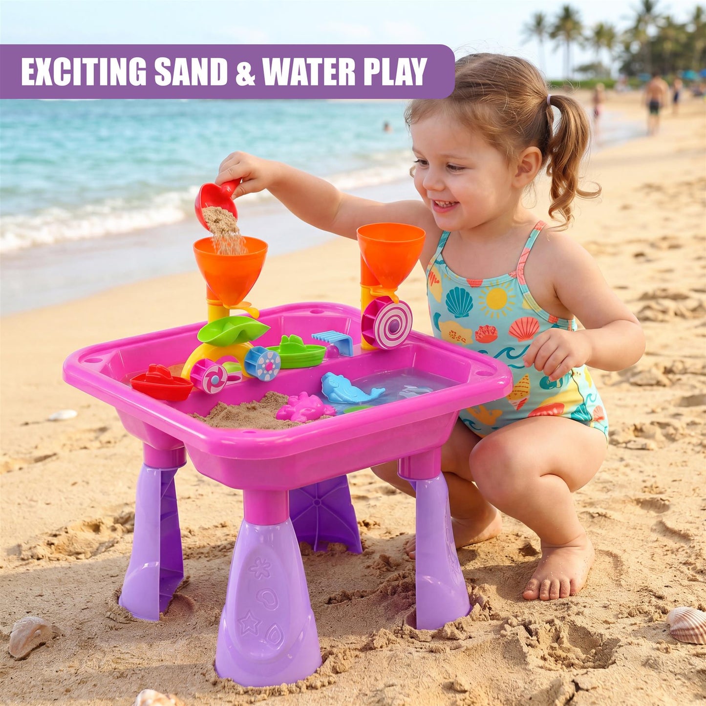 Pink Sand and Water Table Garden Sandpit Play Set